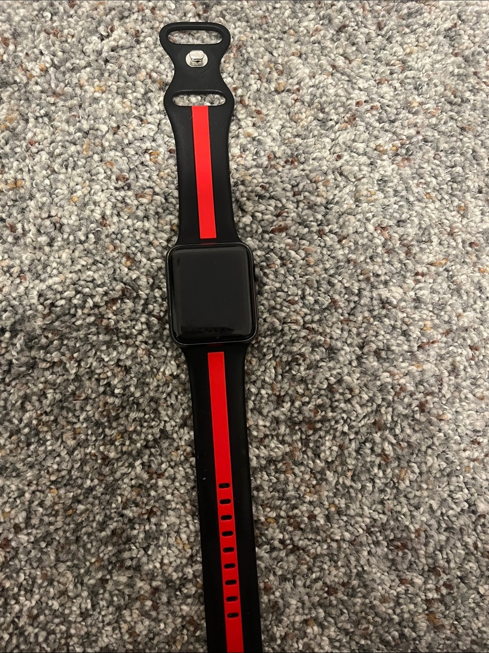 Apple Black and Red Sport Watch with Silicone Band